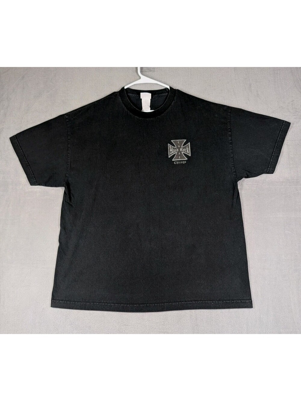 Y2K Hard Rock Cafe Mens 2XL Black Chicago Motorcycle Graphic T Shirt Biker Tee